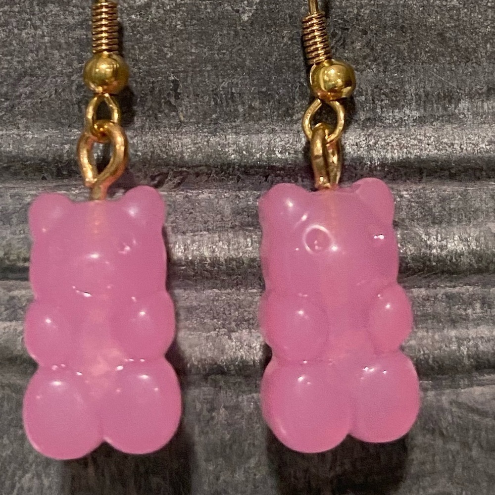 Gummy bear earrings NWT nickel free hard resin - Picture 2 of 2